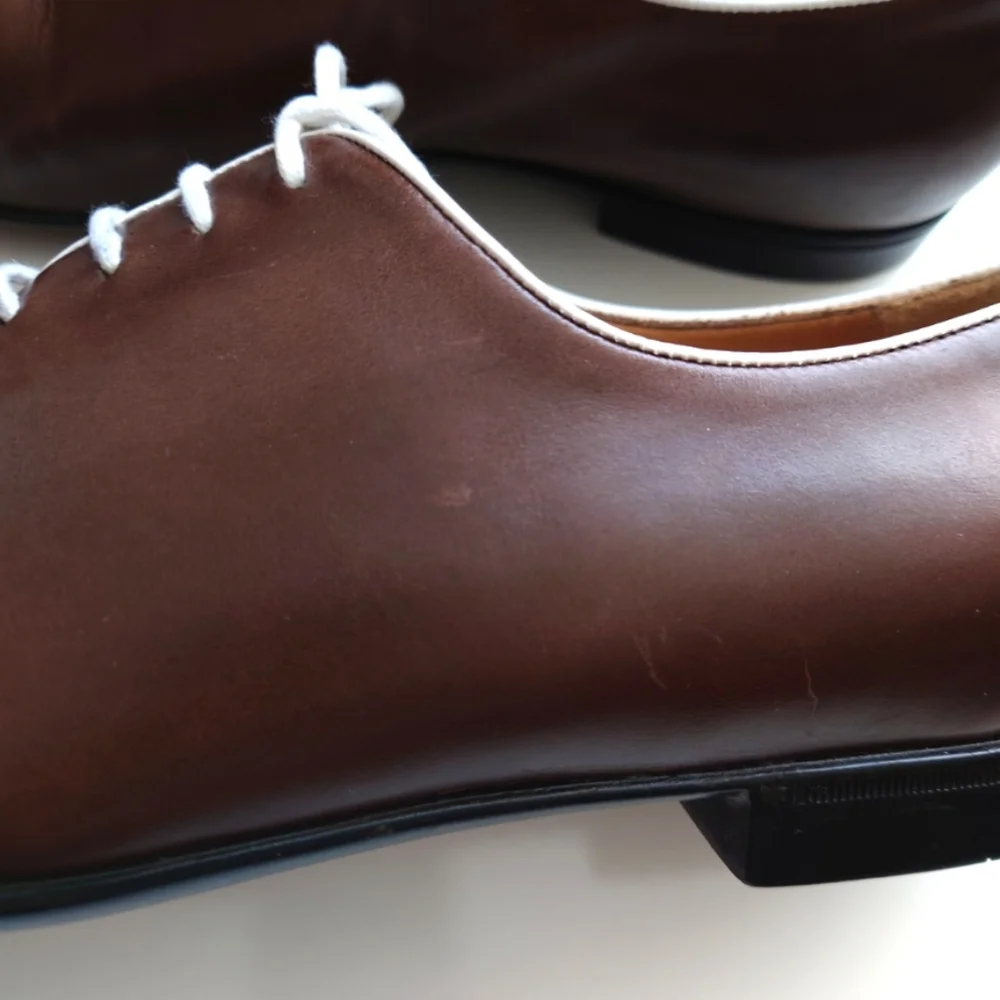 GUCCI Men's Brown Leather Lace-up Shoes Size 9.5